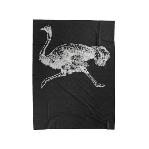 Sprinting Ostrich Velveteen Blanket