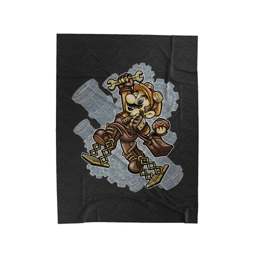 Steampunk Super Mario Funny Parody Velveteen Blanket