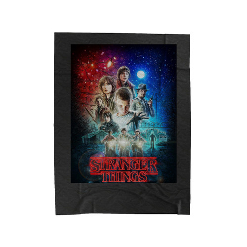 Stranger Things Characters Poster Velveteen Blanket