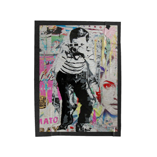 Street Wall Graffiti Boy Camera Velveteen Blanket