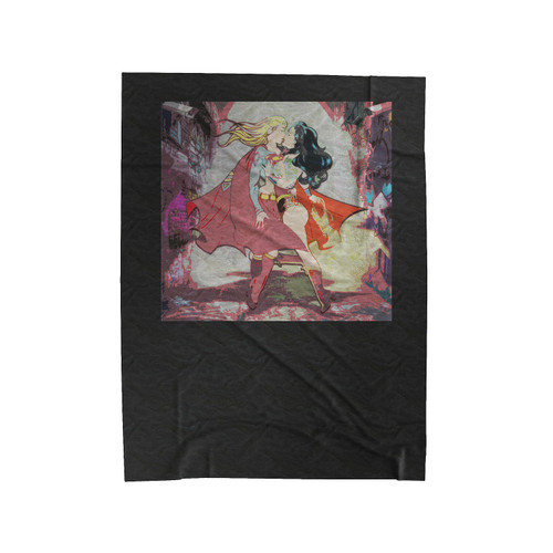 Superwoman Wonder Woman Kiss Velveteen Blanket