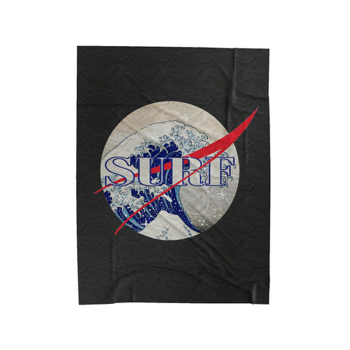 Surf The Great Wave Nasa Logo Velveteen Blanket