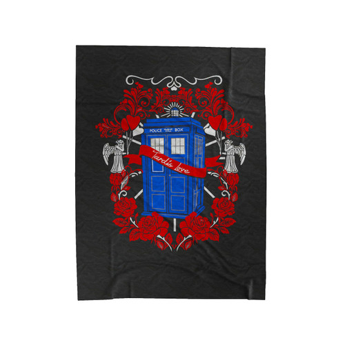 Tardis Love Flower Velveteen Blanket