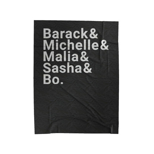 The Obamas Barack Obama Barack And Michelle And Malia And Sasha And Bo Velveteen Blanket
