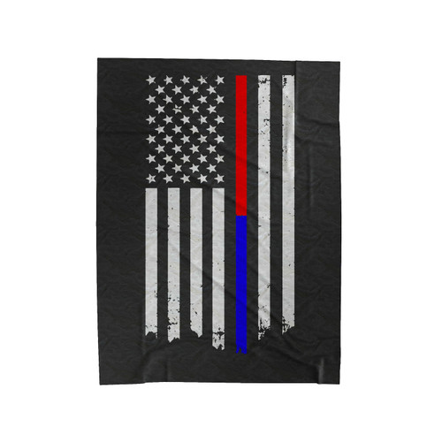 Thin Red & Blue Line American Flag Velveteen Blanket