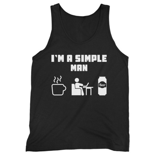 Our cotton im a simple man coffee laptop and beer men tank top is perfect for those intense workouts in the gym, at practice or pickup games.