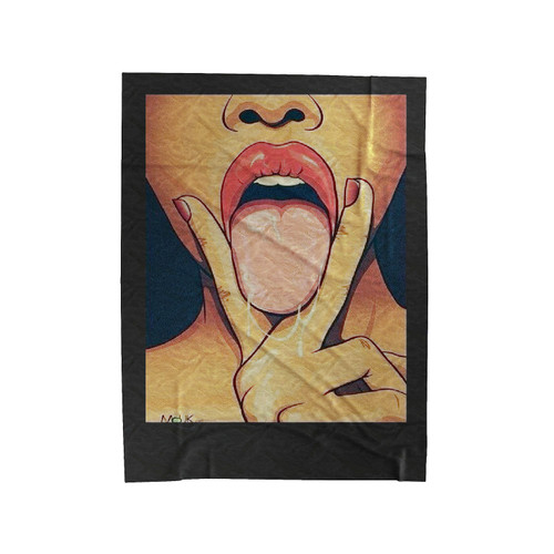 Tongue Sticking Out Eat Me 2 Velveteen Blanket