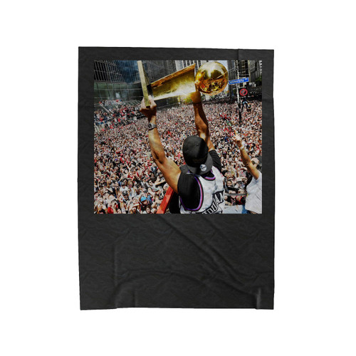 Toronto Raptors Parade Kyle Lowry The Larry O'Brian Trophy Velveteen Blanket