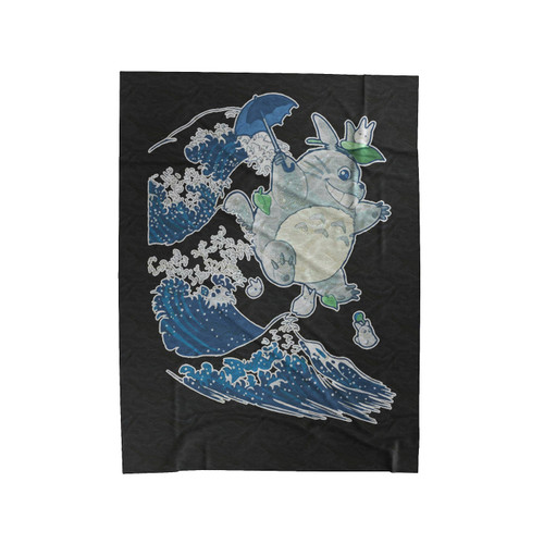 Totoro And Great Wave Of Kanagawa Velveteen Blanket