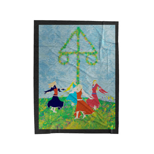 Traditional Midsommar Dance Velveteen Blanket