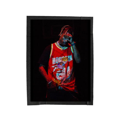 Travis Scott Kicks Off The Mitchell Ness X Bleacher Velveteen Blanket