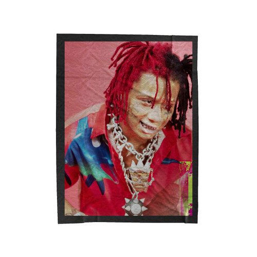Trippie Redd Red And Black Hair Velveteen Blanket