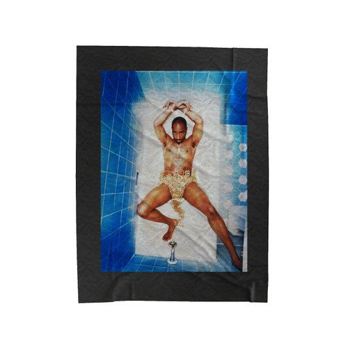 Tupac Bathroom Pose Velveteen Blanket