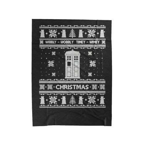 Ugly Doctor Who Christmas Scandinavian Motive Ugly Christmas Party Nordic Wibbly- Wobbly Timey- Wimey Velveteen Blanket