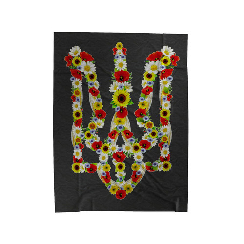 Ukrainian Coat Of Arms Patriotic Ukrainian Flag Flower Symbol Velveteen Blanket