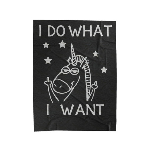 Unicorns I Do What I Want Middle Finger Velveteen Blanket
