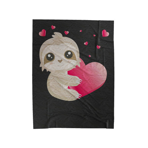 Valentine Sloth Heart Velveteen Blanket