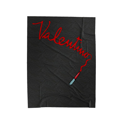 Valentino Logo Lipstick Print Velveteen Blanket