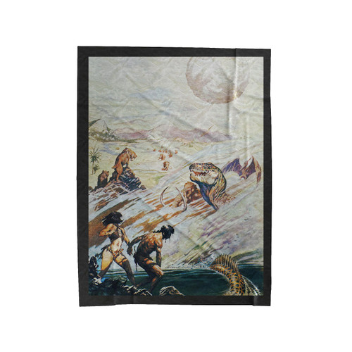 Vintage Dinosaurs Frank Frazetta Warrior Fantasy Velveteen Blanket