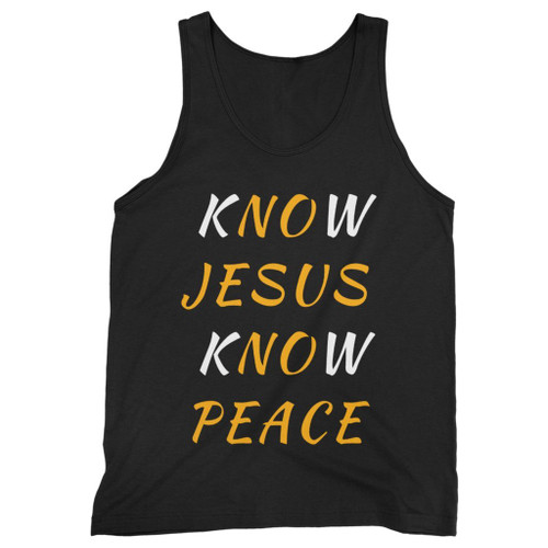 Our cotton know jesus know peace men tank top is perfect for those intense workouts in the gym, at practice or pickup games.