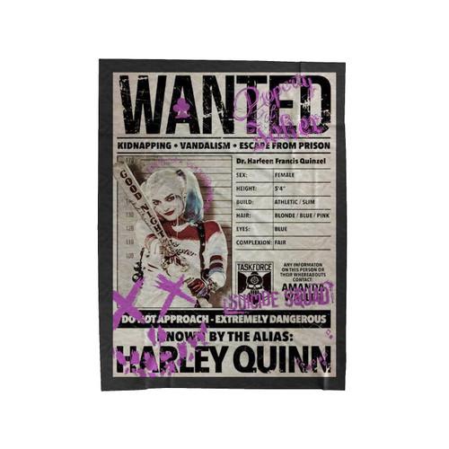 Wanted Harley Quinn Suicide Squad Velveteen Blanket