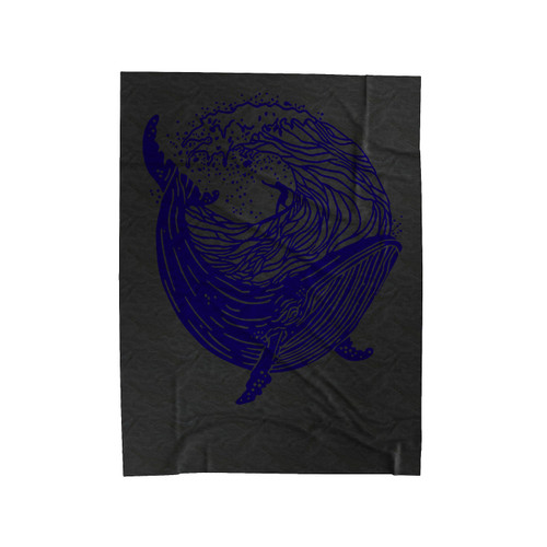 Whale Surfing Nautical Sea Ocean Velveteen Blanket