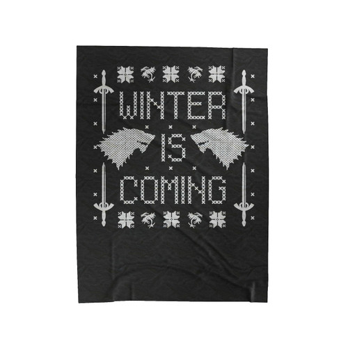 Winter Is Coming Game Of Thrones Fan Wolf Sword Winterfell Ugly Party Velveteen Blanket
