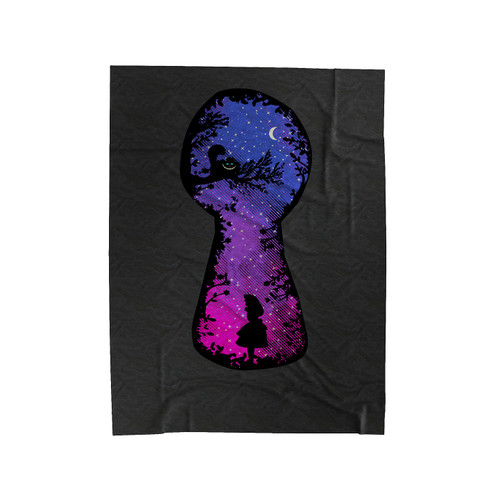Wonderous World Alice In Wonderland Inspired Cheshire Cat Cartoon Velveteen Blanket