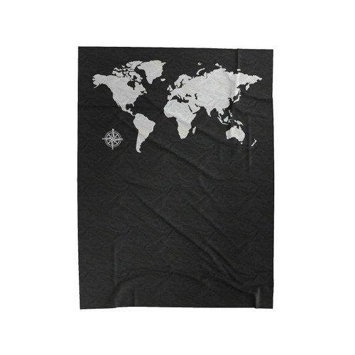 World Map Compass Velveteen Blanket