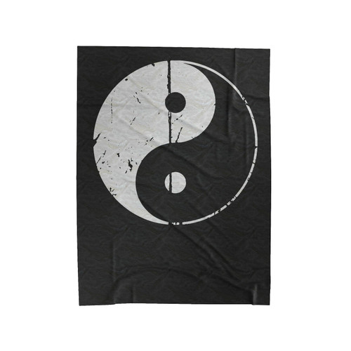 Yin And Yang Distressed Symbol Velveteen Blanket