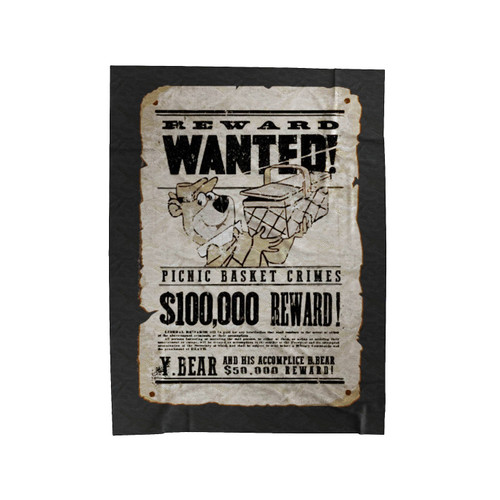 Yogi Wanted Poster Distressed Velveteen Blanket
