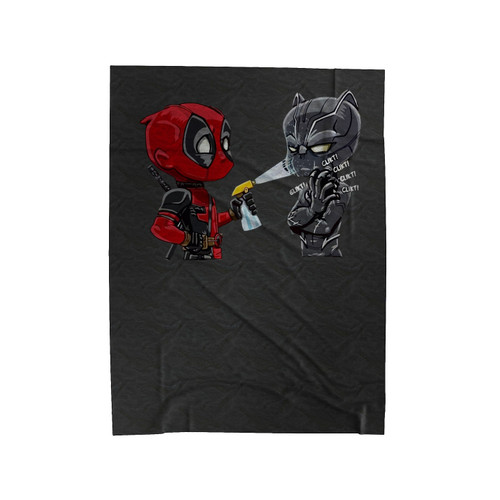 Deadpool Vs Black Panther Bad Kitty Velveteen Blanket