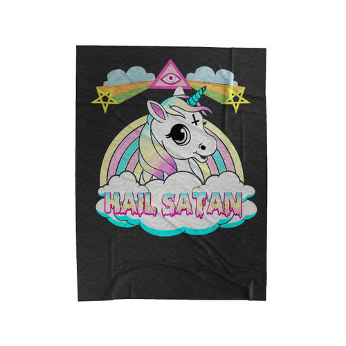 Hail Satan Unicorn Velveteen Blanket