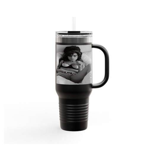Amy Winehouse Sexy On The Bed Amy Insulated Travel Mug