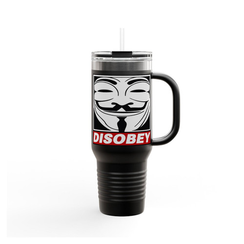 Anonymous V For Vendetta Disobey Obey Guy Fawkes Insulated Travel Mug