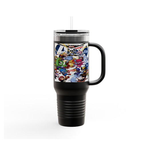 Avengers Vs X-Men Cute Chibi Version Of Super Heroes Insulated Travel Mug