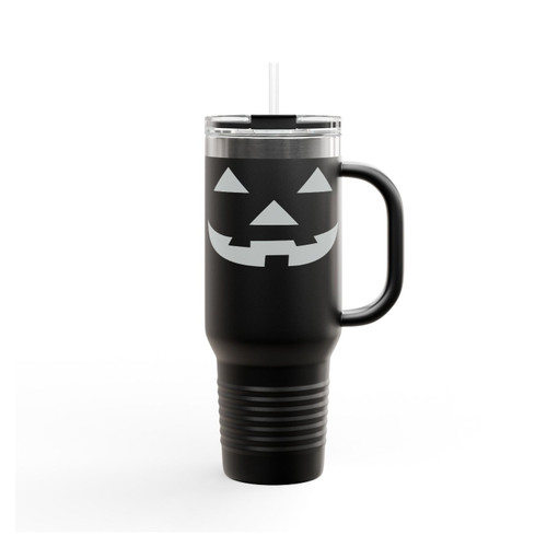 Big Pumpkin Face Jack O Lantern Halloween Insulated Travel Mug