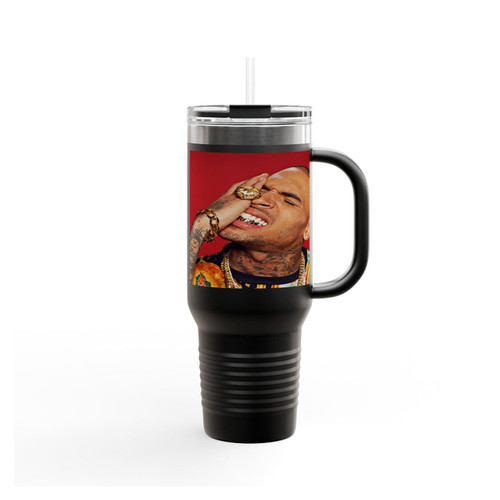 Black Rose Chris Brown Icon Insulated Travel Mug