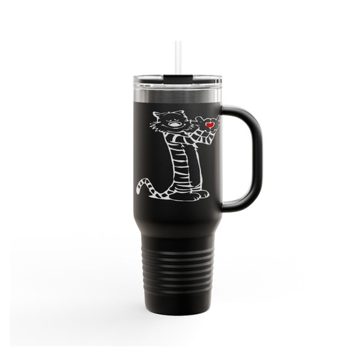 Calvin And Hobbes Heart Love Funny Insulated Travel Mug