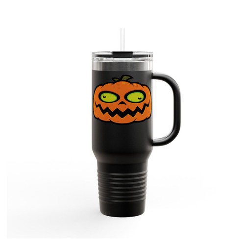 Cartoon Illustration Of A Crazy Pumpkin Jack Insulated Travel Mug