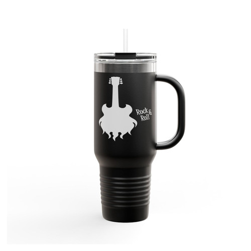 Guitar Flaming Guitar Rock & Roll Insulated Travel Mug