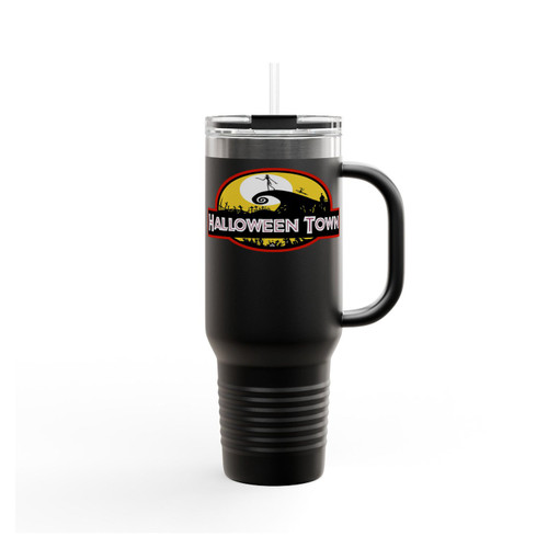 Halloween Town Nightmare Before Christmas Jurassic Park Logo Parodies Insulated Travel Mug