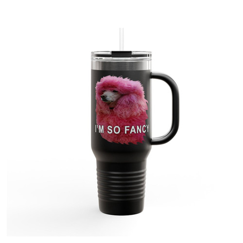 Im So Fancy Pink Poodle Insulated Travel Mug