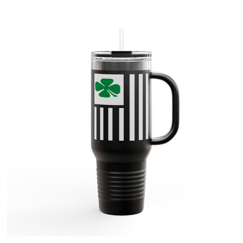Irish American Flag St. Patrick's Day Shamrock Four Leaf Clover Insulated Travel Mug