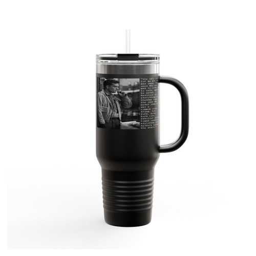 Jack Kerouac Black And White Photo And On The Road Insulated Travel Mug