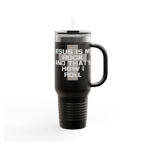 Jesus Is My Rock And That's How I Roll Christian Insulated Travel Mug