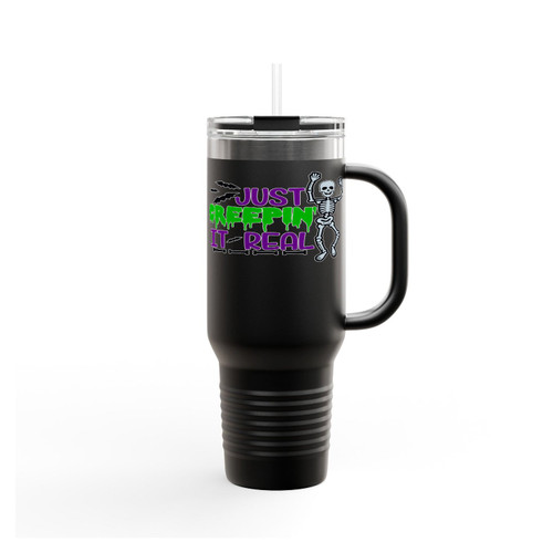 Just Creepin It Real Skeleton Halloween Insulated Travel Mug