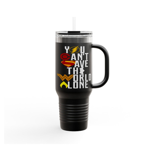 Justice League Ou Can't Save The World Alone Insulated Travel Mug