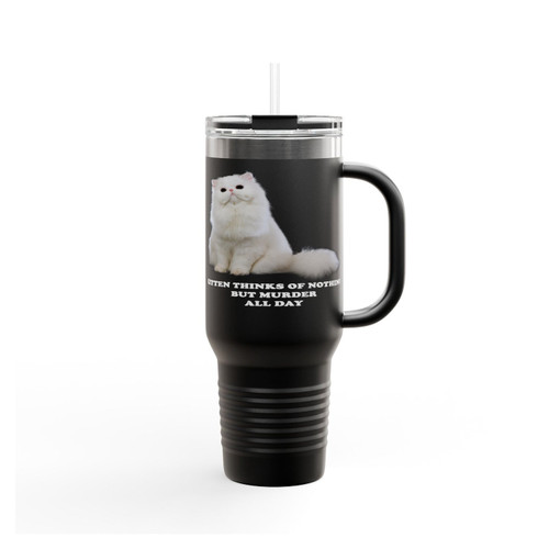 Kitten Thinks Of Nothing But Murder All Day Insulated Travel Mug