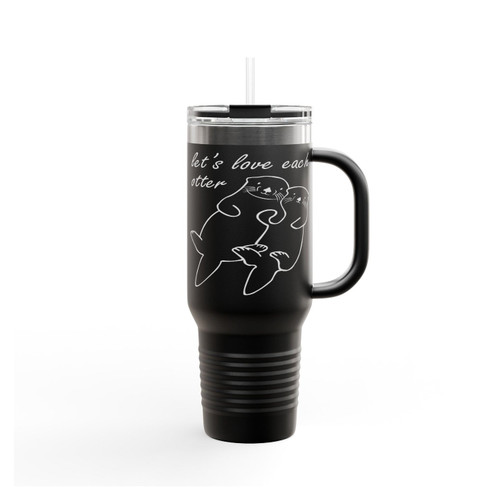 Let's Love Each Otter Floating Holding Hands Love Insulated Travel Mug